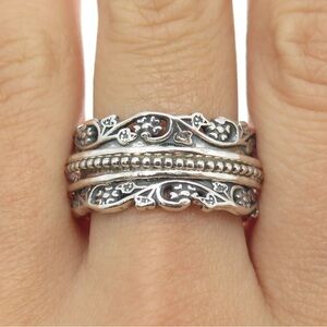 Or Paz 925 Sterling Silver Vintage Israel Rotating Multi-Band Ring (size 6)